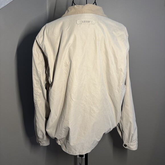 IZOD Jacket Men Medium Beige Long Sleeve Polyester Blend Mesh Lined Full Zip - Picture 4 of 10